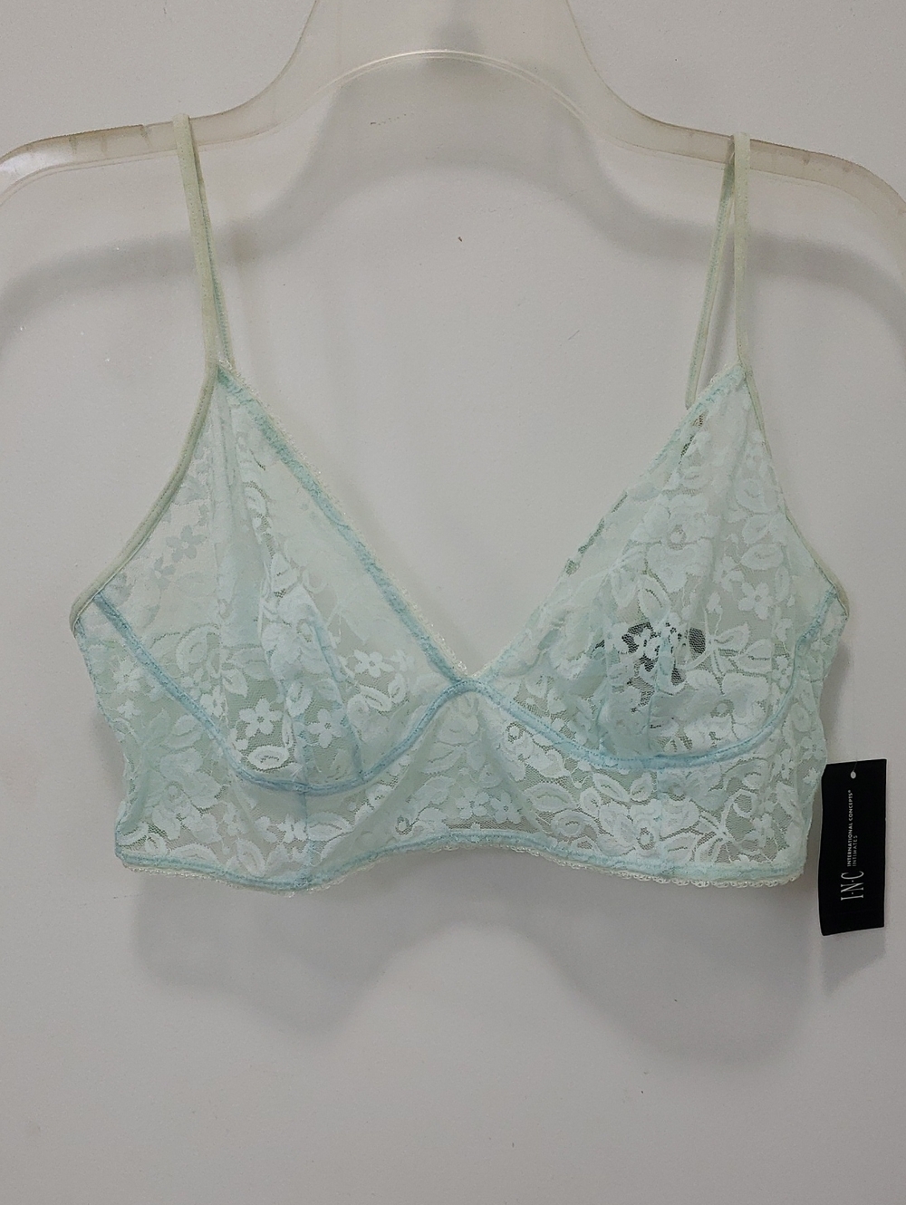 NWT 〰️INC  International Concepts〰️ Sheer Mint Lace Bralette XXL